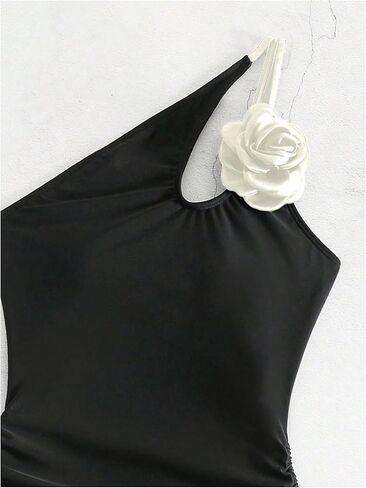 Verdusa Women's 3D Flower One Piece Swimsuit One Shoulder Monokini Bow Tie Bathing Suit Vacation Outfits in Saudi Arabia