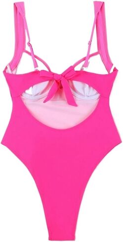 Womens Push Up High Cut Casual Swimsuit Monokini Sexy V-Neck Patchwork One-Piece Swimwear for Beach Vacation 2026 in Saudi Arabia