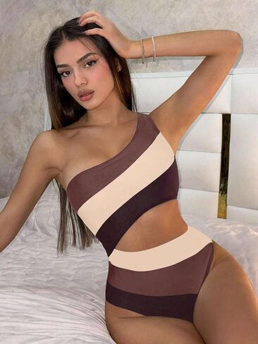 Womens Colorblock Cutout One Piece Swimsuit Monokini for Beach & Vacation 2026 in Saudi Arabia