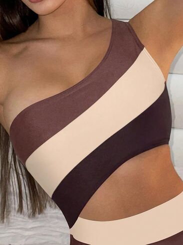 Womens Colorblock Cutout One Piece Swimsuit Monokini for Beach & Vacation 2026 in Saudi Arabia