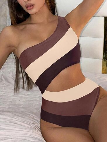 Womens Colorblock Cutout One Piece Swimsuit Monokini for Beach & Vacation 2026 in Saudi Arabia
