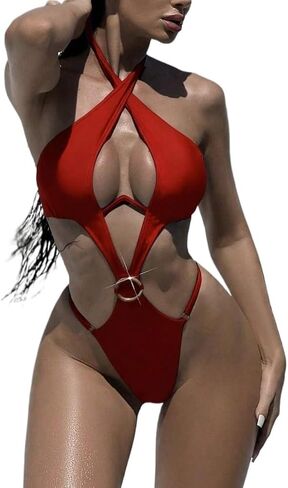 Sexy Halter Neck Backless One-Piece Swimsuit for Women High Cut Monokini with Underwire for Beach and Vacation in Saudi Arabia