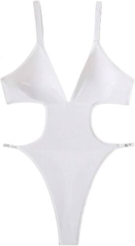 Womens Backless High Cut Sexy Monokini Swimsuit Deep V-Neck Hollow One-Piece Bathing Suit for Beach & Vacation 2026 in Saudi Arabia