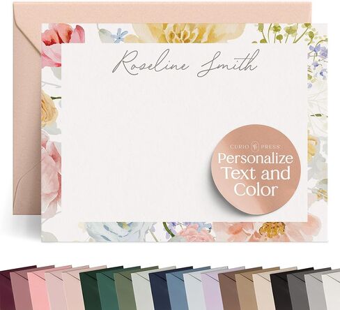 Personalized Stationery Note Cards with Envelopes, Custom Note Cards, Personalized Thank You Cards with Envelopes, Personalized Cards Handmade Note Cards & Greeting Cards - Minimalist Flat in Saudi Arabia