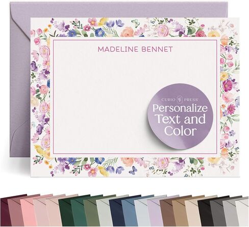 Personalized Stationery Note Cards with Envelopes, Custom Note Cards, Personalized Thank You Cards with Envelopes, Personalized Cards Handmade Note Cards & Greeting Cards - Minimalist Flat in Saudi Arabia