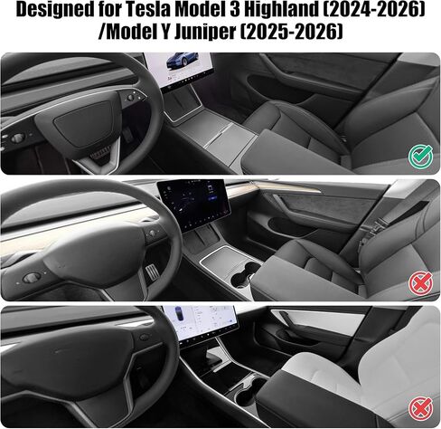 غطاء وحدة التحكم المركزية 3 قطع مصمم لطراز Tesla 3/Y 2021-2025 (ليس للطراز 3 Highland/Model Y Juniper)، ملحقات وحدة التحكم المركزية للطراز 3/Y الداخلي وردي فاتح in Kuwait