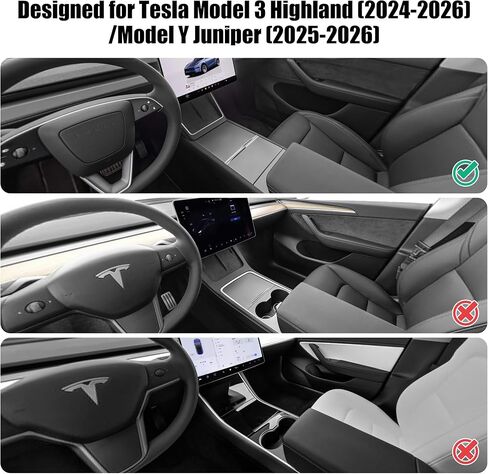 غطاء وحدة التحكم المركزية 3 قطع مصمم لطراز Tesla 3/Y 2021-2025 (ليس للطراز 3 Highland/Model Y Juniper)، ملحقات وحدة التحكم المركزية للطراز 3/Y الداخلي وردي فاتح in Kuwait