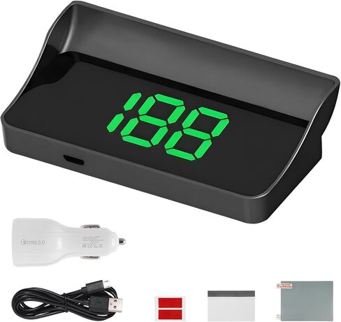 Heads Up Display for Car, Windshield Projection Digital Speedometer with USB Cable & Car Charger Adapter, Plug and Play HUD w/Large Font Display & Overspeed Alarm for Most Vehicles (MPH) in Saudi Arabia