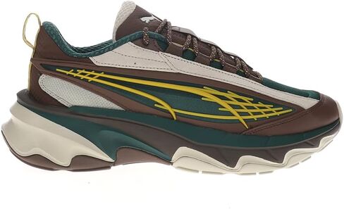 حذاء رياضي رجالي من PUMA مصنوع من الكربون الحرفي برباط كاجوال - بني، أخضر، أبيض فاتح in Saudi Arabia