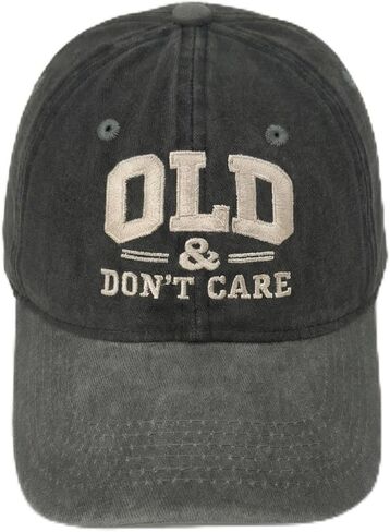 قبعة بيسبول Old & Don't Care، قطن مغسول عتيق، تطريز ثلاثي الأبعاد، حزام قابل للتعديل، طراز قديم in Saudi Arabia