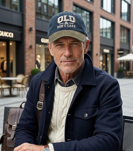 Old & Don't Care Baseball Cap, Vintage Washed Cotton, 3D Embroidery, Adjustable Strap, Retro Style in Saudi Arabia