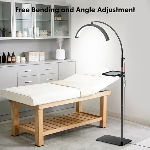 ضوء الرموش لتمديد الرموش، ضوء نصف القمر مع صينية الأدوات، مكبر 2X، حامل هاتف لفن الأظافر، فن الوشم، العناية بالبشرة، مصباح تجميلي للأرضية مع تعديل اللون والسطوع in Kuwait