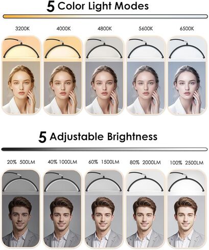 ضوء الرموش لتمديد الرموش، ضوء نصف القمر مع صينية الأدوات، مكبر 2X، حامل هاتف لفن الأظافر، فن الوشم، العناية بالبشرة، مصباح تجميلي للأرضية مع تعديل اللون والسطوع in Kuwait