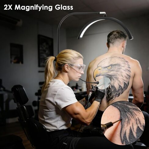 ضوء الرموش لتمديد الرموش، ضوء نصف القمر مع صينية الأدوات، مكبر 2X، حامل هاتف لفن الأظافر، فن الوشم، العناية بالبشرة، مصباح تجميلي للأرضية مع تعديل اللون والسطوع in Kuwait