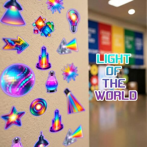 60 Pcs VBS 2026 Cutout Bulk Illumination Decoration Set with Adhesive Dots Colorful VBS Light Bulb Paper Cutouts for Church Theme Birthday Party Decorations Bulletin Board Craft Wall Decor in Saudi Arabia