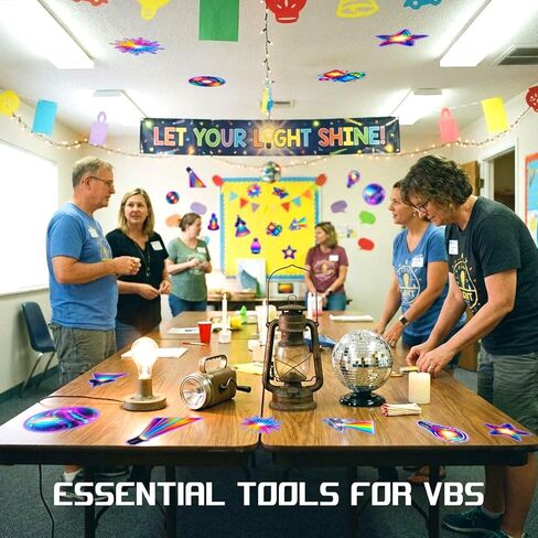 60 Pcs VBS 2026 Cutout Bulk Illumination Decoration Set with Adhesive Dots Colorful VBS Light Bulb Paper Cutouts for Church Theme Birthday Party Decorations Bulletin Board Craft Wall Decor in Saudi Arabia