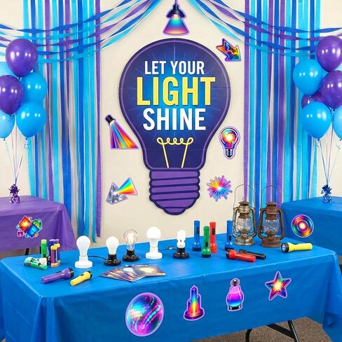 60 Pcs VBS 2026 Cutout Bulk Illumination Decoration Set with Adhesive Dots Colorful VBS Light Bulb Paper Cutouts for Church Theme Birthday Party Decorations Bulletin Board Craft Wall Decor in Saudi Arabia