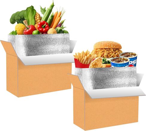 2 Pack Thermal Insulated Shipping Boxes with Aluminum Foil Liner for Frozen Food, Cold Pack & Dry Ice Shipping, 12"x5.5"x7.5" Mailing Boxes for Moving Hot Frozen Food in Kuwait
