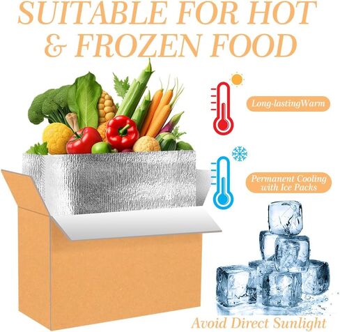 2 Pack Thermal Insulated Shipping Boxes with Aluminum Foil Liner for Frozen Food, Cold Pack & Dry Ice Shipping, 12"x5.5"x7.5" Mailing Boxes for Moving Hot Frozen Food in Kuwait
