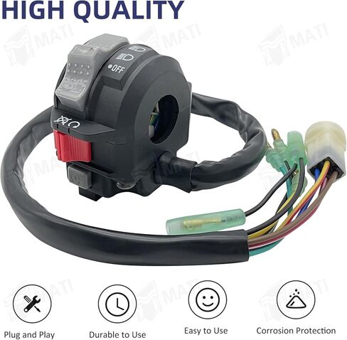 M MATI التحكم في المقود الأيسر لبدء تشغيل المحرك وإيقاف تشغيل المصباح الأمامي لـ Yamaha Moto-4 200 YFM200D 1986-1989 Timberwolf 250 2WD YFB250 1992-1993 2VY-83973-01-00 in Saudi Arabia