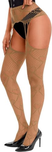 Heart Fishnets,Sexy Thigh High Stockings With Garter,Valentines Tights For Women Plus Size 0-18 in Saudi Arabia