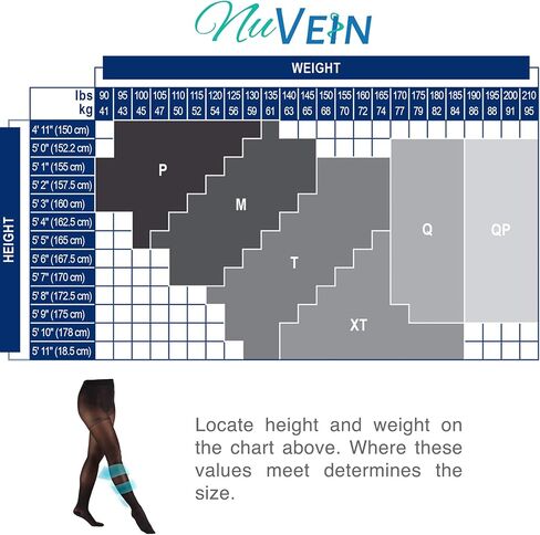 NuVein Compression Pantyhose, 15-20 mmHg Support, Women's Sheer Nylon Hosiery Tights, Closed Toe, White, Medium in Saudi Arabia