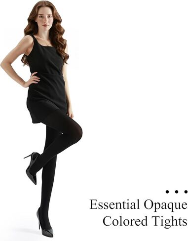 2 Pairs Women's Black Opaque Tights 80D Solid Colored Opaque Microfiber Control Top Pantyhose for Women in Saudi Arabia