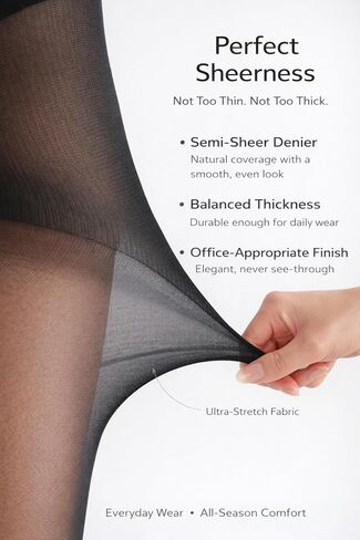 20D Black Sheer Tights for Women Control Top Pantyhose Not Rip with Reinforced Toes in Saudi Arabia