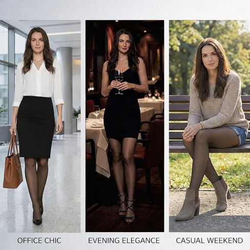 20D Black Sheer Tights for Women Control Top Pantyhose Not Rip with Reinforced Toes in Saudi Arabia