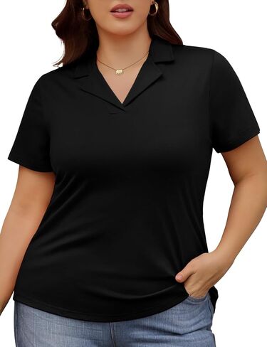 Plus Size Polo Shirts Women Summer Short Sleeve Collared V Neck Business Tops Casual Soft Shirts XL-4XL in Saudi Arabia