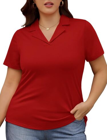 Plus Size Polo Shirts Women Summer Short Sleeve Collared V Neck Business Tops Casual Soft Shirts XL-4XL in Saudi Arabia