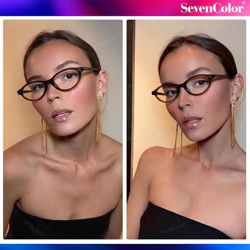 نظارات بيضاوية عصرية من SeverColor للنساء والرجال، نظارات كلاسيكية صغيرة زرقاء اللون تحجب الضوء 90 ثانية in Kuwait