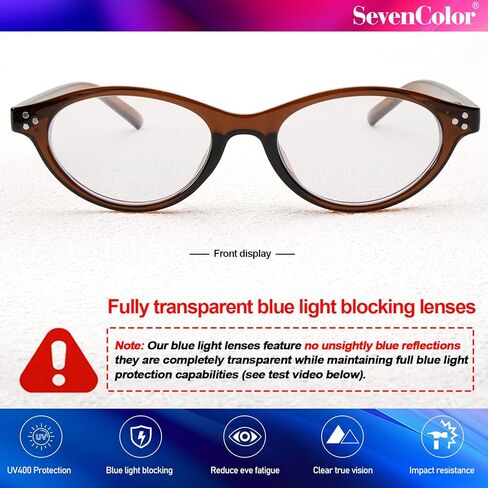 نظارات بيضاوية عصرية من SeverColor للنساء والرجال، نظارات كلاسيكية صغيرة زرقاء اللون تحجب الضوء 90 ثانية in Kuwait