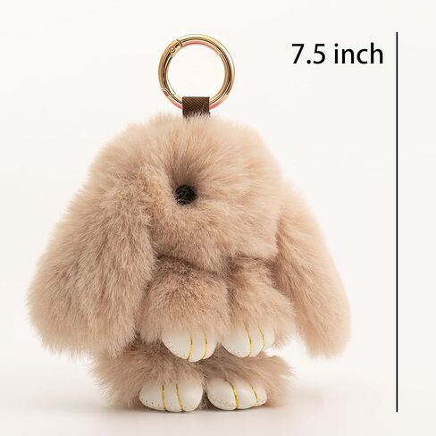 Plush Keychain Bunny Cute Rabbit Fur Keychains Stuffed Key Chain Strawberry Bag Handbag Charms 2PCS in Saudi Arabia