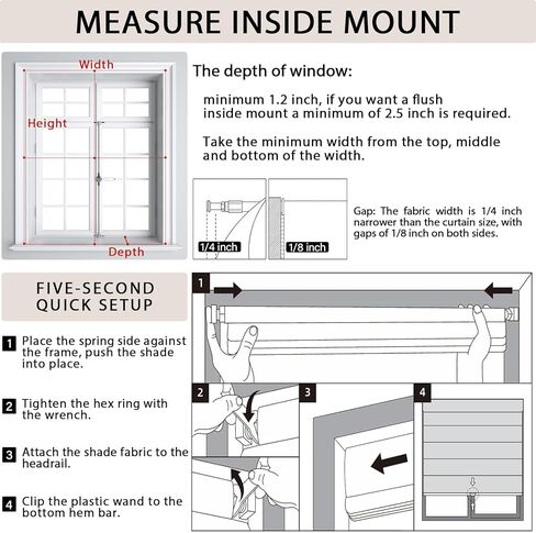 artpuch لا حفر ظلال رومانية لاسلكية للنوافذ، ظلال نافذة التعتيم مع حماية من الأشعة فوق البنفسجية، ستائر النوافذ الرومانية الخصوصية لغرفة النوم غرفة المعيشة مكتب المنزل الداخلي، 34 "ث × 64" ح، البيج in Kuwait