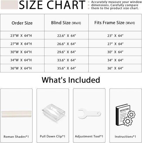 artpuch لا حفر ظلال رومانية لاسلكية للنوافذ، ظلال نافذة التعتيم مع حماية من الأشعة فوق البنفسجية، ستائر النوافذ الرومانية الخصوصية لغرفة النوم غرفة المعيشة مكتب المنزل الداخلي، 34 "ث × 64" ح، البيج in Kuwait