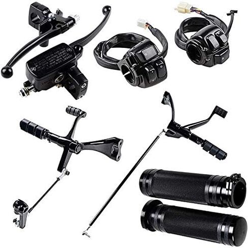Bundle Black Forward Controls Kit + 1" Hand Grips Handlebar Switch Clutch Lever Brake Master Cylinder Compatible with 2004-2012 Harley Sportster XL 883 1200 in Saudi Arabia