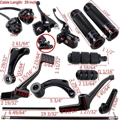 Bundle Black Forward Controls Kit + 1" Hand Grips Handlebar Switch Clutch Lever Brake Master Cylinder Compatible with 2004-2012 Harley Sportster XL 883 1200 in Saudi Arabia