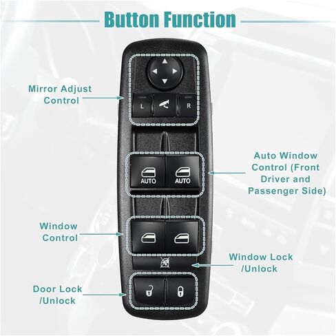 Front Left Driver Side Master Power Window Switch 11 Pin Compatible With Jeep Cherokee 2015-2022 Replace 68271208AB 68271208AA in Kuwait