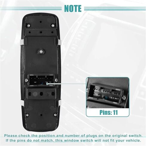 Front Left Driver Side Master Power Window Switch 11 Pin Compatible With Jeep Cherokee 2015-2022 Replace 68271208AB 68271208AA in Kuwait
