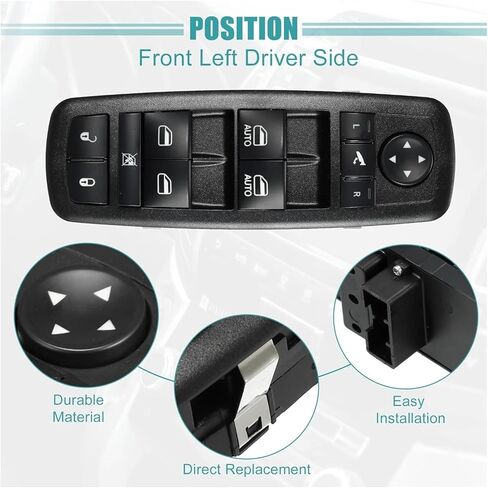 Front Left Driver Side Master Power Window Switch 11 Pin Compatible With Jeep Cherokee 2015-2022 Replace 68271208AB 68271208AA in Kuwait