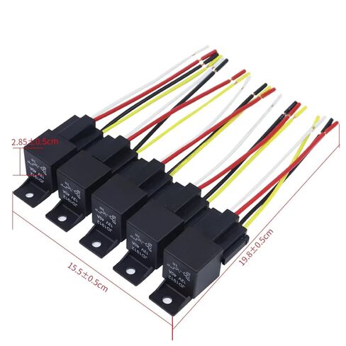 12V 40A Waterproof Automotive Relay with Socket, 5 Pack, Black Red Copper Terminals, Sealed General Purpose Car Relay (12V 5PIN) in Saudi Arabia