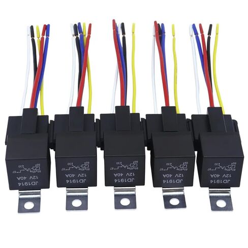 12V 40A Waterproof Automotive Relay with Socket, 5 Pack, Black Red Copper Terminals, Sealed General Purpose Car Relay (12V 5PIN) in Saudi Arabia