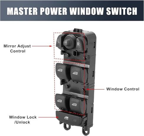 مفتاح نافذة الطاقة الجانبي للسائق الرئيسي متوافق مع Land Rover LR2 2011-2015 Range Rover Sport 2010-2013 LR4 2010-2016 AH22-14540-AC in Kuwait