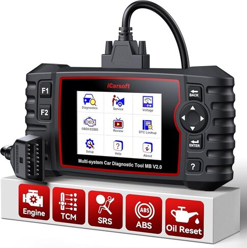 أداة تشخيص الماسح الضوئي iCarsoft MB V2.0 Obd2 لبنز/Sprinter/Smart، قارئ رمز النظام الكامل مع 8 عمليات إعادة ضبط، VIN تلقائي، زيت/SAS/EPB/ETC/BLD/INJ/SAS/TPMS، تحديث مجاني، بيانات حية، اختبار البطارية in Saudi Arabia