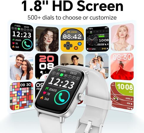 Smart Watch 1.8'' Large Display, Smart Watches for Women Men with 60dB Clear Calls, 24/7 Health Monitoring, Fitness Tracking, Waterproof Fitness Tracker Watch for Android iOS in Kuwait