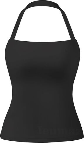 Workout Halter Tank Tops for Women with Built in Bra Sleeveless Backless Square Neck Longline Gym Yoga Top in Saudi Arabia