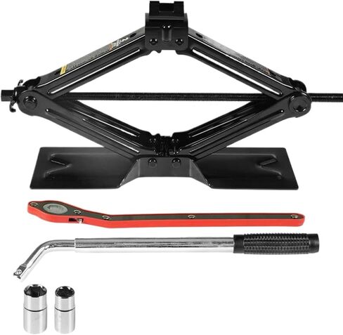 2 Ton Universal Scissor Jack with Rubber Pad Portable Tire Changing Kit and Lug Wrench Compatible with Sedan in Kuwait