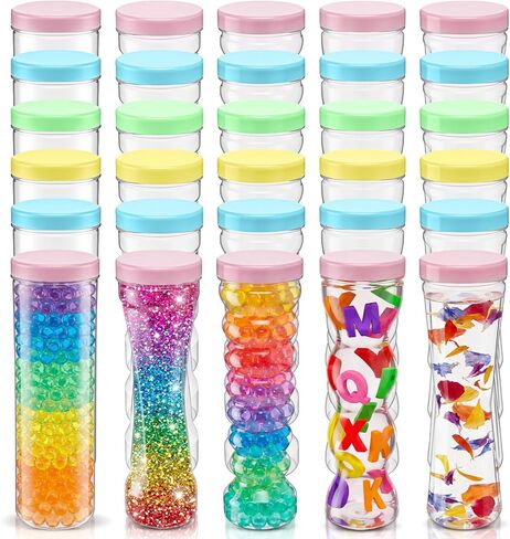 30 Pcs Empty Plastic Sensory Bottles with Lids Caps 5 Styles 9-10.5 oz Reusable Clear Plastic Bottles Bulk for DIY Craft Decorations Sensory Crafts Classroom Handmade Party Supply in Saudi Arabia