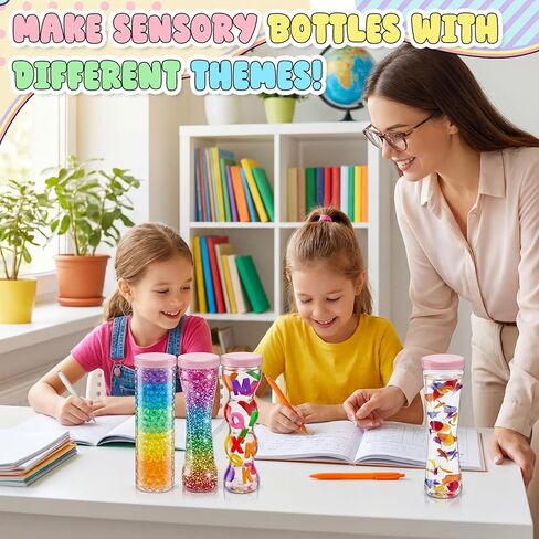 30 Pcs Empty Plastic Sensory Bottles with Lids Caps 5 Styles 9-10.5 oz Reusable Clear Plastic Bottles Bulk for DIY Craft Decorations Sensory Crafts Classroom Handmade Party Supply in Saudi Arabia